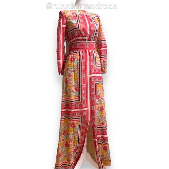NWT Anthropologie Laia Dea Retro Boho Floral Printed Silk Pink & Yellow Dress - Picture 4 of 16